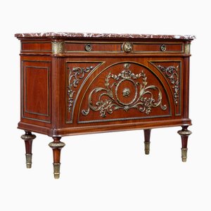 Mid-Century Ornate Mahogany Marble Top Chest of Drawers, 1960