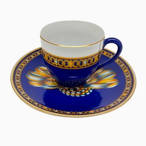 Cocarde de Soie Coffee Cups and Saucers from Hermès, 1980s, Set of 12