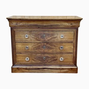 19th Century Louis Philippe 5-Drawer Chest of Drawers in Cherry Wood with Glass Buttons