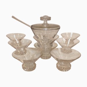 Champagne Glasses in Saint Louis Crystal Diamond Model, 1930s, Set of 9