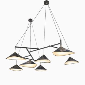 Emily Group of Seven Handgefertigte Hängelampe mit Lampenschirm aus oxidiertem Stahl von Moss Objects