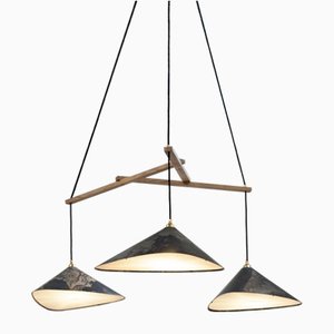 Emily Group of Three with Oxidized Shades Hanging Lamp from Moss Objects