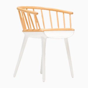 Silla de comedor Cyborg Stick en blanco y fresno natural atribuida a Marcel Wanders para Magis, década de 2010