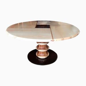 Tavolo rotondo con base in legno tornito di Jung, anni 2010