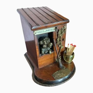 Französische Zigarrenkiste mit Bronze Hund in einer Hundehütte, 19. Jh., 1890