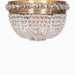 Crystal Glass Ceiling Lamp, 1930s