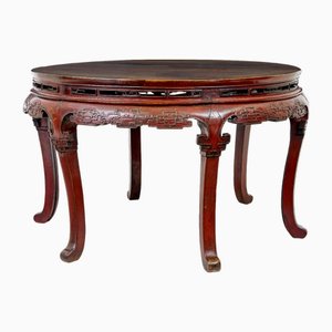 19th Century Chinese Red Lacquer Demi Lune Tables, 1880, Set of 2