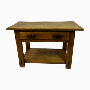 Vintage Oak Hall Table with Iron Handles, 1960s