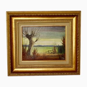 Harry Petersen, Natur, 1950er, Öl auf Holz, gerahmt