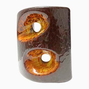 Postmodern Brown and Orange Glazed Ceramic Vase by Giovanni Bertoncello, 1970s