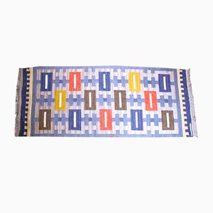 Tappeto vintage in lana Röllakan intrecciata a mano di Konstfliten, Svezia, anni '50