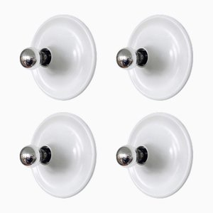 Apliques de pared italianos vintage blancos de Targetti Sankey, años 80. Juego de 4