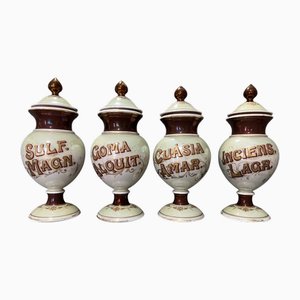 Antikes französisches Albarelos aus Limoges Porzellan, 1890er, 4er Set