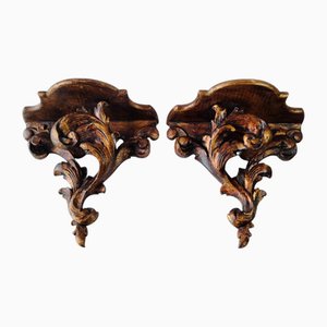 Neobarocke Wandhalterungen aus geschnitztem Holz, 1900, 2er Set