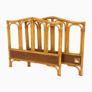 Testiera e pediera in teak e vimini, Svezia, anni '60, set di 2