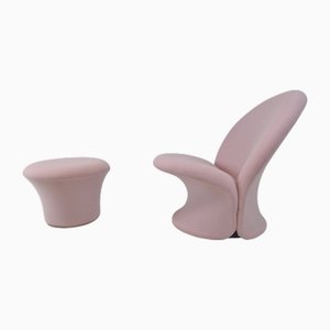 Sillón modelo F572 Mid-Century y taburete de Pierre Paulin para Artifort, 1967. Juego de 2