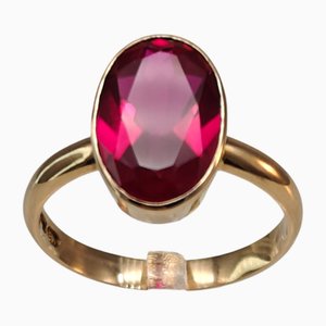 Vintage Synthetic Spinel Gold Ring, 1946