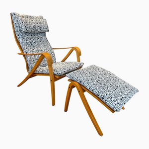 Juego de silla vintage con reposapiés de Simo Heikkila para Ikea, años 90