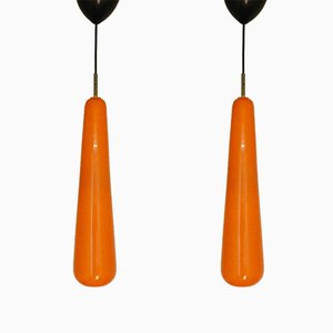 Orange Glass Pendants by Gino Vistosi, 1960s, Set of 2