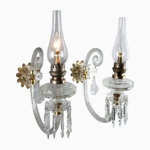 Antique Wall Lamps in Glass, Italy, 20th Century, Set of 2