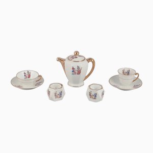 Porcelain Coffee Service from Limoges Porcelaine, France, 1940s, Set of 7