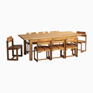 Table and chairs by Ilmari Tapiovaara for Fratelli Montina, 1970s, Set of 9