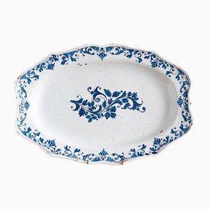 Plat Floral Antique Bleu de Strasbourg Faience