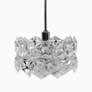 Lampadario in metallo cromato e cristallo di Kinkeldey, Germania, anni '70