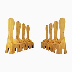 Fratina High Chairs in Pine by Mario Ceroli for Poltronova, 1972, Set of 8