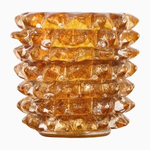 Italian Murano Glass Vase with Gold Leaf