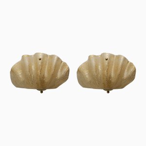 Mid-Century Modern Style Murano Glass Shell Sconces, 2000, Set of 2
