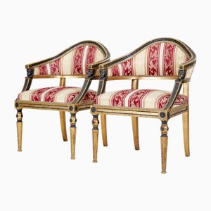 Fauteuils Sculptés Dorés, Suède, 1860s, Set de 2