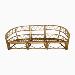 Audoux Rattan Living Room Modular Bench by Adrien Audoux & Frida Minet, 1960s, Set of 3