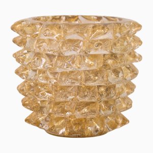 Italian Murano Glass Vase with Gold Leaf