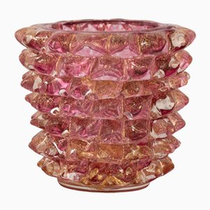 Italian Murano Glass Vase with Gold Leaf