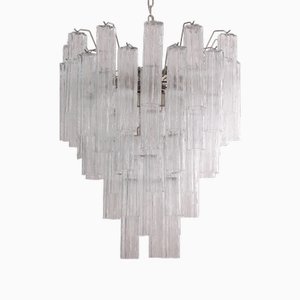 Lampadario in vetro di Murano trasparente Tronchi, Italia, anni '80