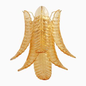 Aplique de pared italiano de cristal de Murano ámbar, años 90