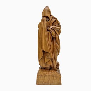 Statua Monaco incappucciato in legno intagliato, anni '30