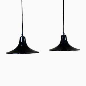 Industrielle emaillierte Deckenlampen, Schweden, 1950er, 2er Set