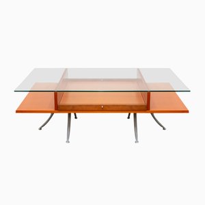 Couchtisch aus Holz & Glas mit Schublade, 2000er