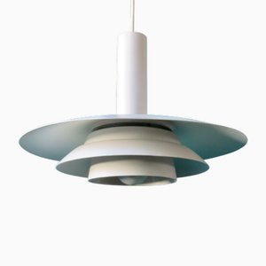 Lampada a sospensione in metallo laccato bianco, Danimarca, 1975