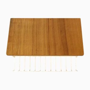 Scandinavian Wall Shelf in Elm and White Metal, 1960