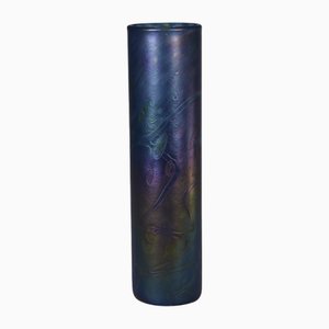 Vase Tube en Verre Irisé dans le style de Loetz, 1960s