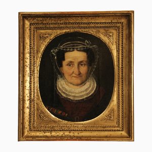 Retrato de mujer Biedermeier, siglo XIX, óleo sobre lienzo, enmarcado