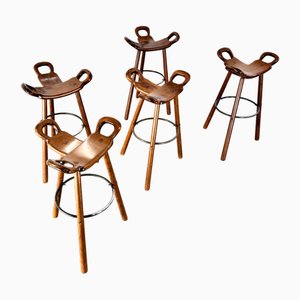 Mid-Century Modern Brutalist Marbella Stool in Oak