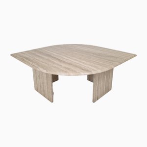 Travertine Coffee Table in Teardrop Shape, 1980s