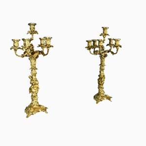 Napoleon III Bronze Kerzenhalter, 2er Set