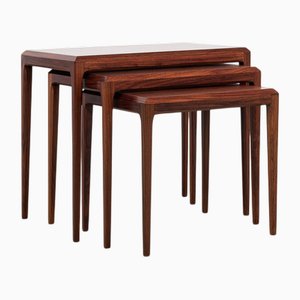 Mid-Century Danish Nest of 3 Side Tables in Teak attributed to Johannes Andersen for Silkeborg, 1960s