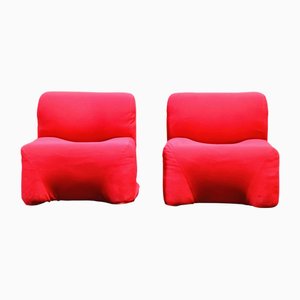 Set of Red Lounge Chairs Mod. Bubble by Carlo Bartoli for Rossi Dalbizzate, 1970s
