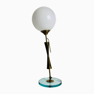 Italian Brass and Glass Table Lamp, 1960s
